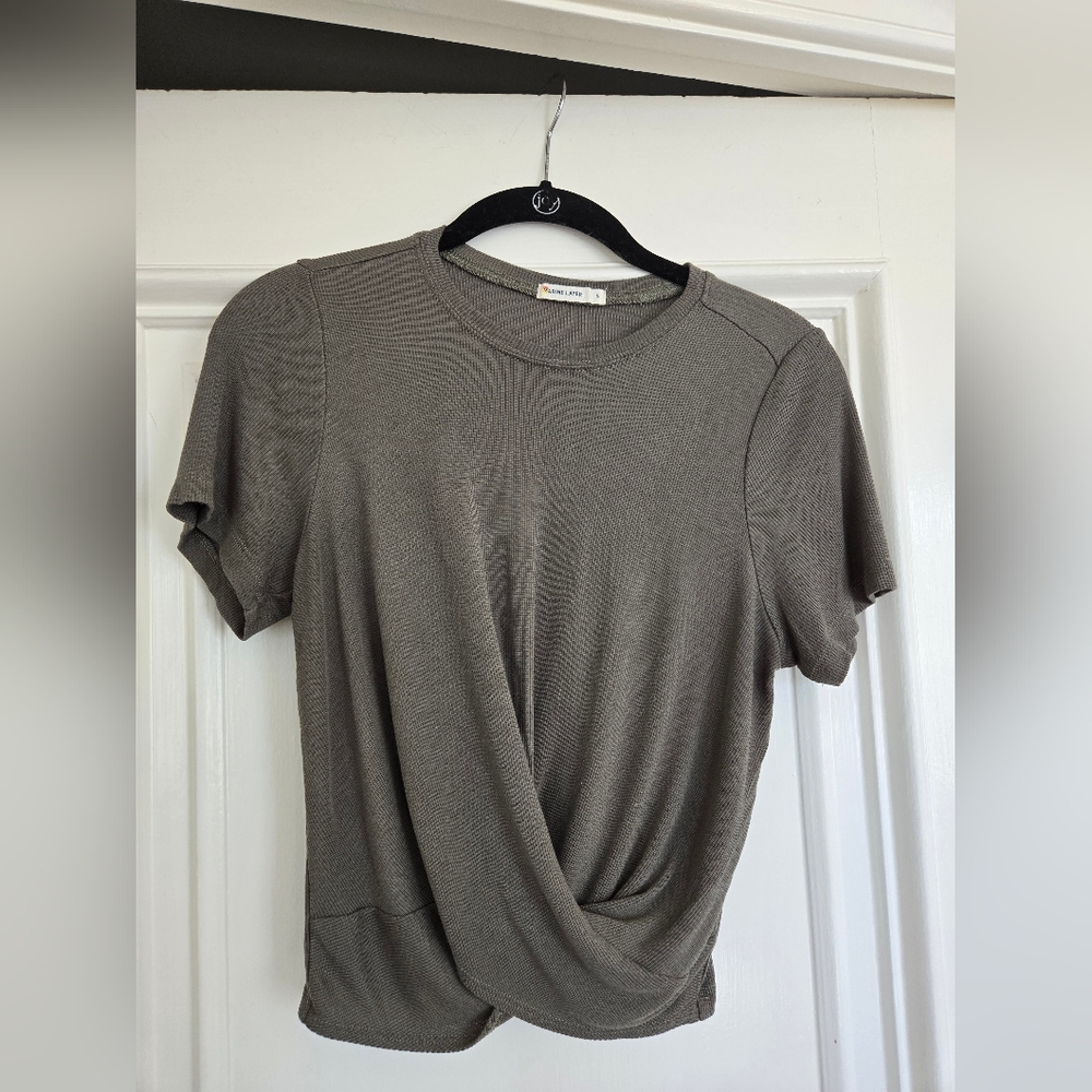 Marine Layer Dusty Olive Twist Front T-shirt